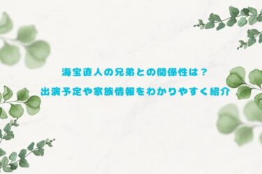 海宝直人の兄弟との関係性は？出演予定や家族情報をわかりやすく紹介