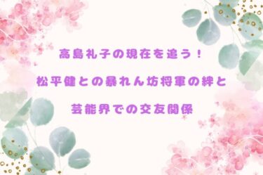 高島礼子の現在を追う！松平健との暴れん坊将軍の絆と芸能界での交友関係